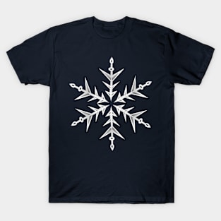 Minimalistic White Snowflake Hand Drawn Art T-Shirt